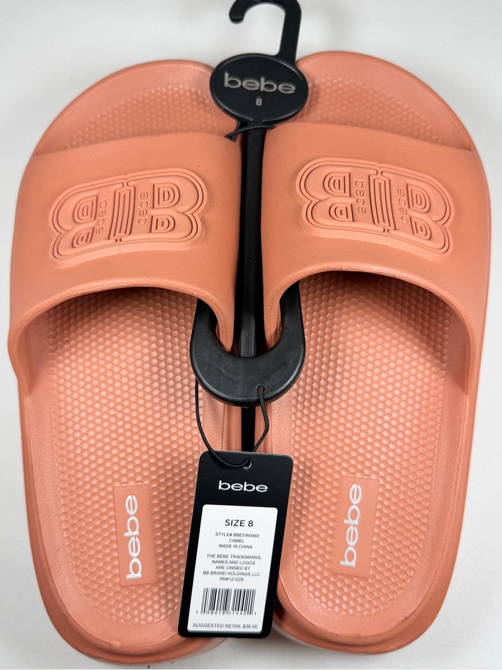 Bebe Foam Slide Sandals Camel Size 8 Lightweight Comfort Pool Slides NWT - Picture 2 of 6